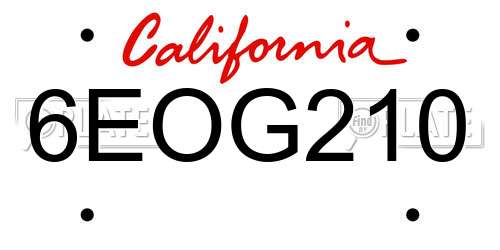 6EOG210 California License Plate