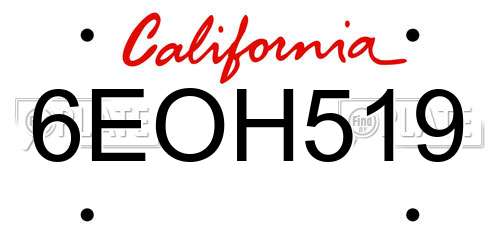 6EOH519 California License Plate