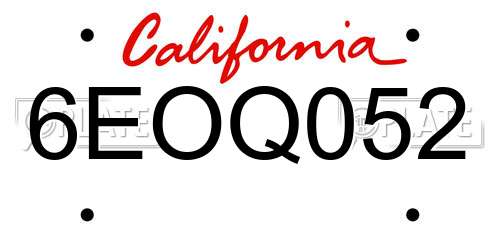 6EOQ052 California License Plate