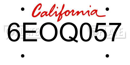 6EOQ057 California License Plate