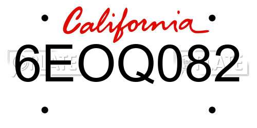 6EOQ082 California License Plate