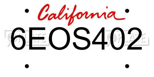 6EOS402 California License Plate