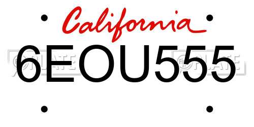 6EOU555 California License Plate