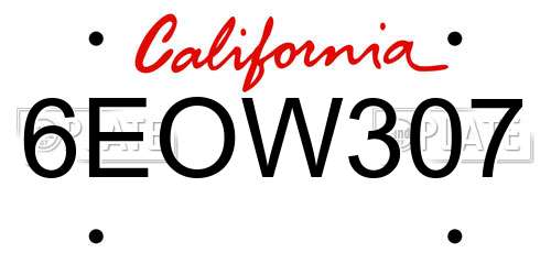 6EOW307 California License Plate