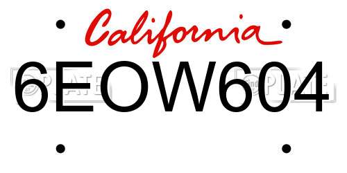 6EOW604 California License Plate