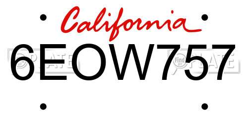6EOW757 California License Plate
