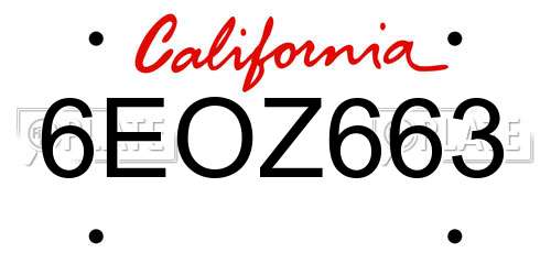 6EOZ663 California License Plate