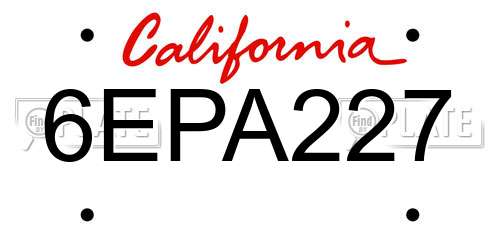 6EPA227 California License Plate