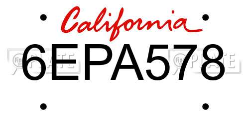 6EPA578 California License Plate