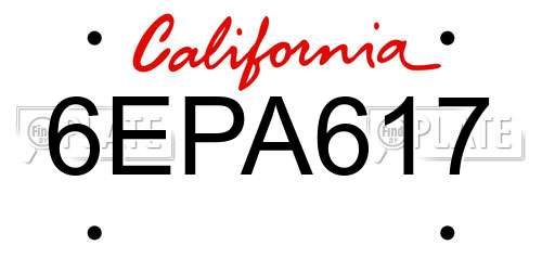 6EPA617 California License Plate