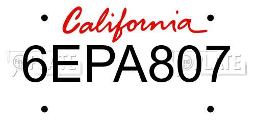 6EPA807 California License Plate