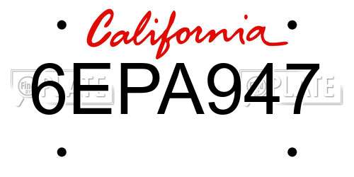 6EPA947 California License Plate