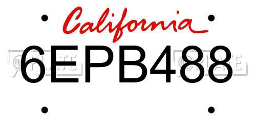 6EPB488 California License Plate