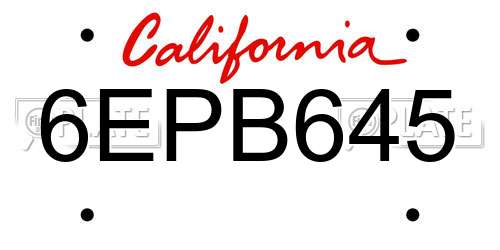 6EPB645 California License Plate