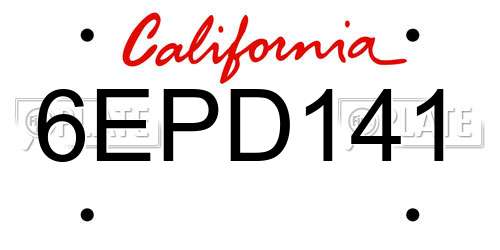 6EPD141 California License Plate