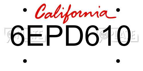 6EPD610 California License Plate