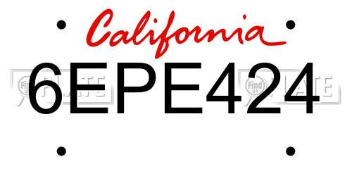 6EPE424 California License Plate