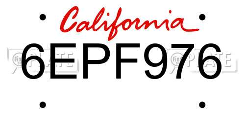 6EPF976 California License Plate