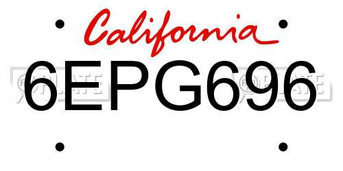 6EPG696 California License Plate