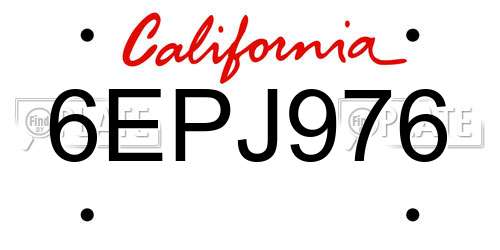 6EPJ976 California License Plate