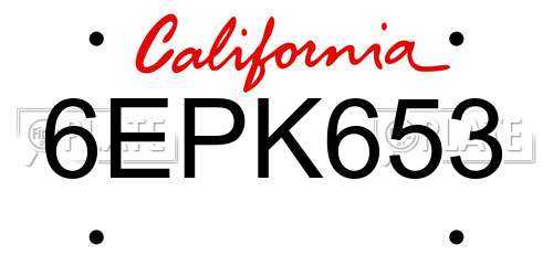 6EPK653 California License Plate