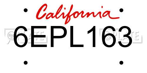 6EPL163 California License Plate