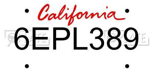 6EPL389 California License Plate