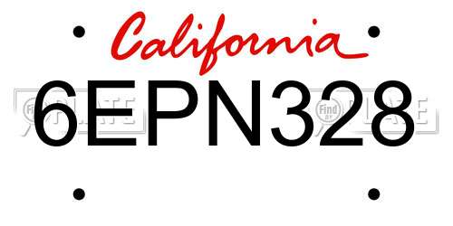 6EPN328 California License Plate