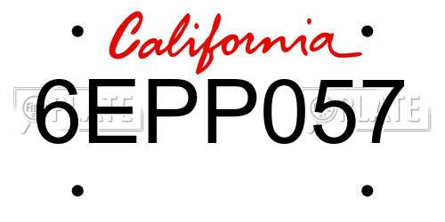 6EPP057 California License Plate