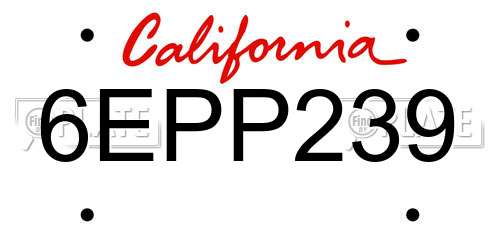 6EPP239 California License Plate