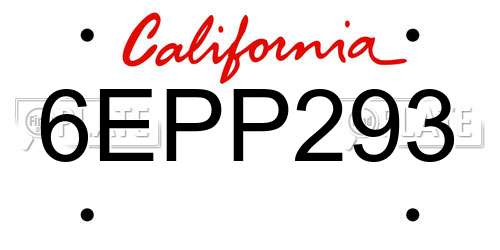 6EPP293 California License Plate