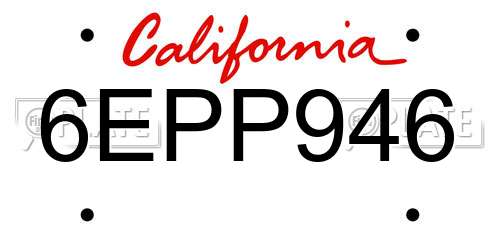 6EPP946 California License Plate
