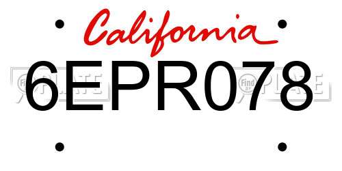 6EPR078 California License Plate