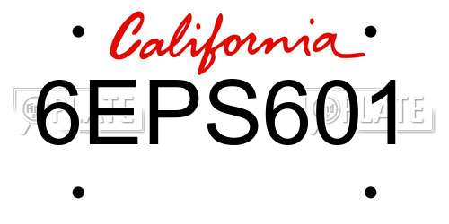6EPS601 California License Plate