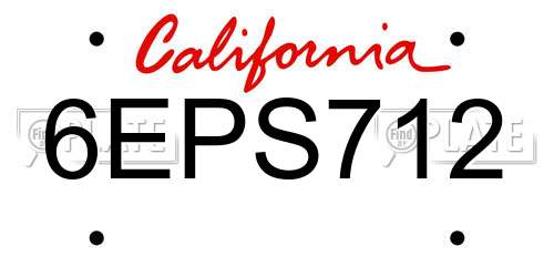 6EPS712 California License Plate