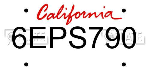 6EPS790 California License Plate