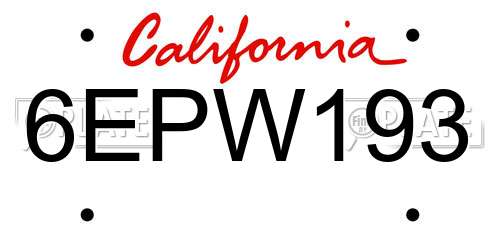 6EPW193 California License Plate