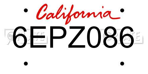 6EPZ086 California License Plate