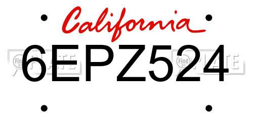 6EPZ524 California License Plate