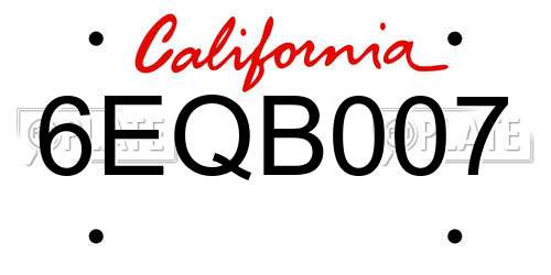 6EQB007 California License Plate