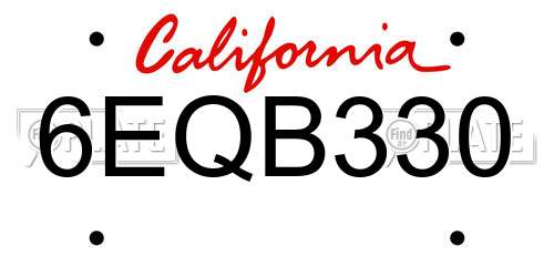 6EQB330 California License Plate