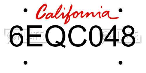 6EQC048 California License Plate