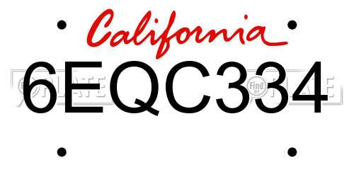 6EQC334 California License Plate