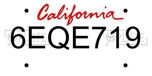 6EQE719 California License Plate