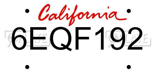 6EQF192 California License Plate