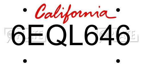 6EQL646 California License Plate