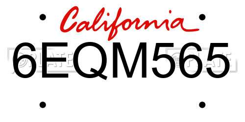 6EQM565 California License Plate