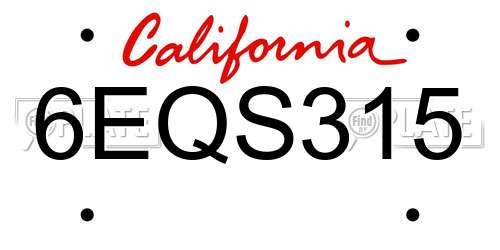 6EQS315 California License Plate