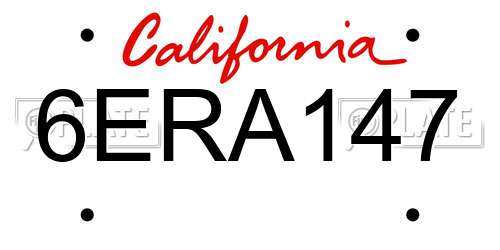 6ERA147 California License Plate