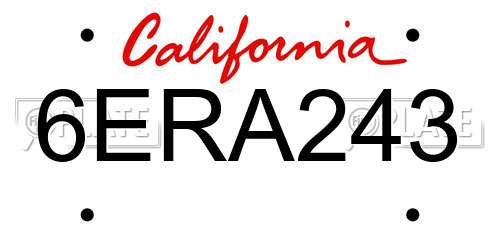 6ERA243 California License Plate